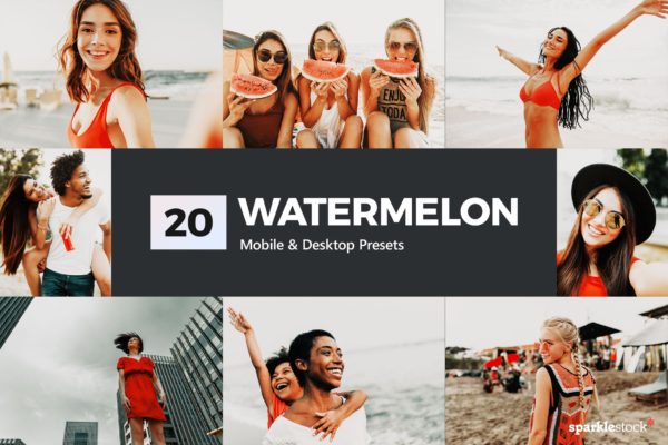 20款西瓜红色夏季海滩后期修图LR预设 20 Watermelon Lightroom Presets and LUTs