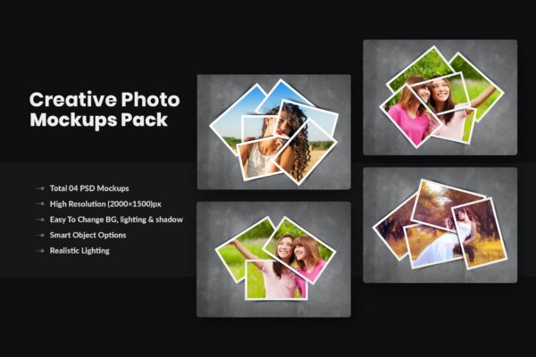 创意照片拼贴展示相框样机模板 Creative Photo Frame Mockups