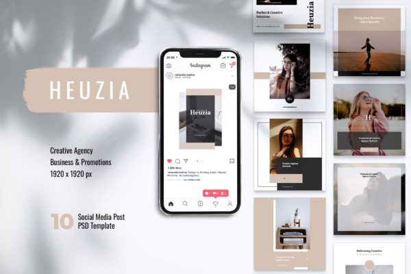 女性摄影Instagram社交故事贴图模板 HEUZIA Creative Agency Instagram & Facebook Post