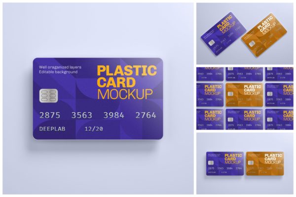 塑料卡/银行卡/信用卡设计样机集 Plastic Card Mockup Set | Credit Card