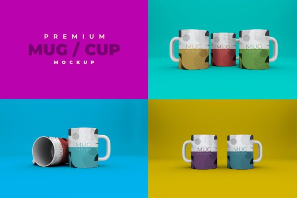 马克杯图案定制杯子品牌预览组合模板 Mug / Cup Mockup