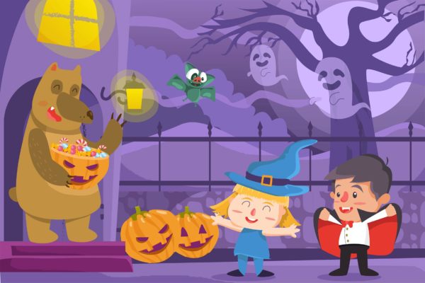 万圣节卡通手绘插画设计素材v2 Halloween – Vector illustration