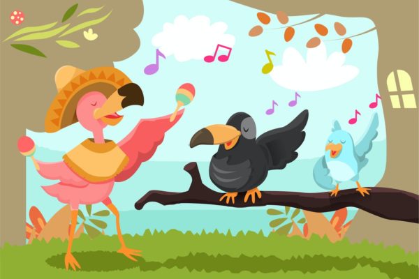 可爱的鸟卡通手绘插画设计素材v1 Cute Bird – Vector illustration
