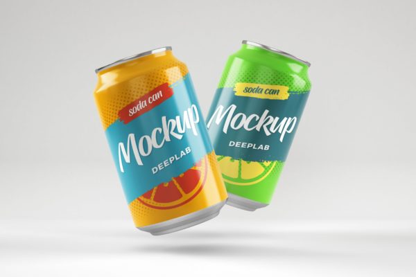 碳酸饮料汽水罐包装设计样机素材 Soda Can Mockup