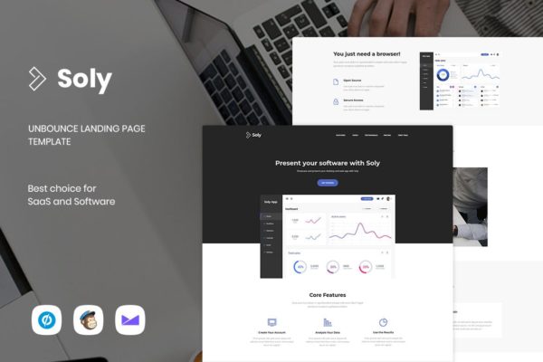SaaS&软件主题响应式网站着陆页模板 Soly – SaaS & Software Unbounce Landing Page