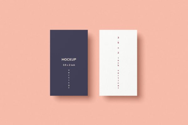 竖版风格名片设计顶视图样机 Vertical Business Card Mockups Top View