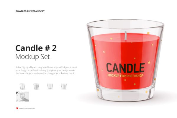 玻璃蜡烛包装外观设计样机模板v2 Candle Mockup 2
