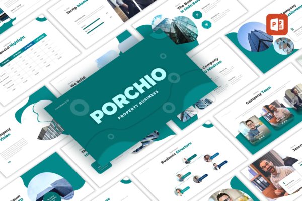 精英极简风会议背景PPT模板 Porchio Property Business