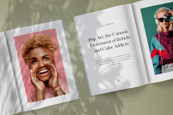 铺展画册杂志设计样机模板 Magazine Spread Mockup Scene