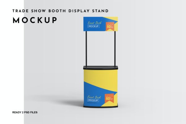 贸易展摊位展示架广告设计样机 Trade Show Booth Display Stand Mockup