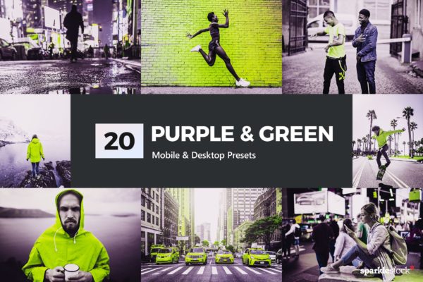 20款紫绿色系休闲街头后期处理LR预设滤镜 20 Purple＆Green Mobile ＆Desktop Presets