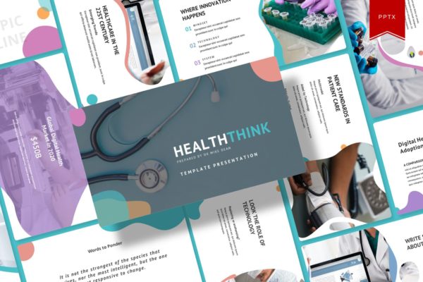 健康医疗服务主题Powerpoint幻灯片模板 Healththink – Powerpoint Template