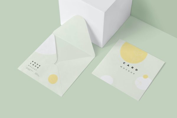 信封&邀请卡设计效果图样机模板 Envelope & Card Mockups