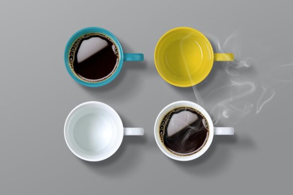 咖啡杯效果图展示顶视图样机 Mug Coffee Mockups – Top View