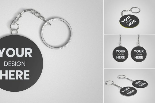 4个钥匙扣品牌设计PSD样机 Keychain Mockup 4 PSD files