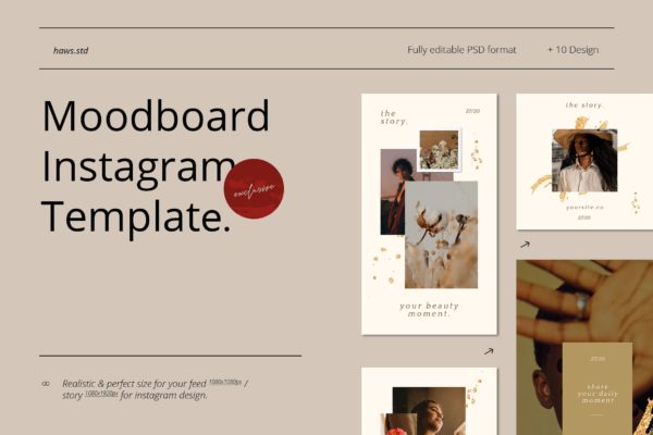Instagram社交媒体情绪板设计模板v78 Moodboard Instagram Template