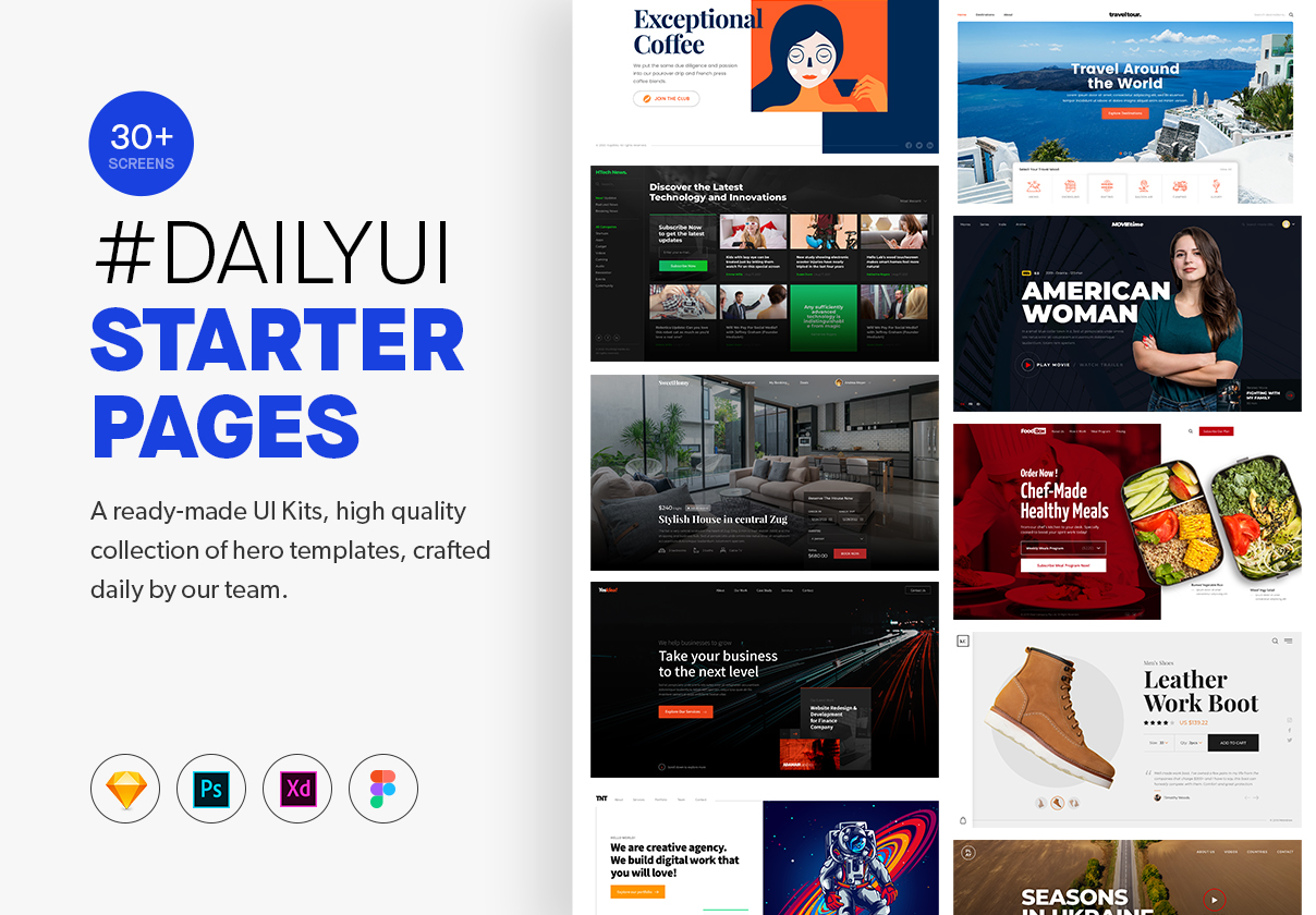 Daily UI Starter Pages – A ready-made UI Kits
