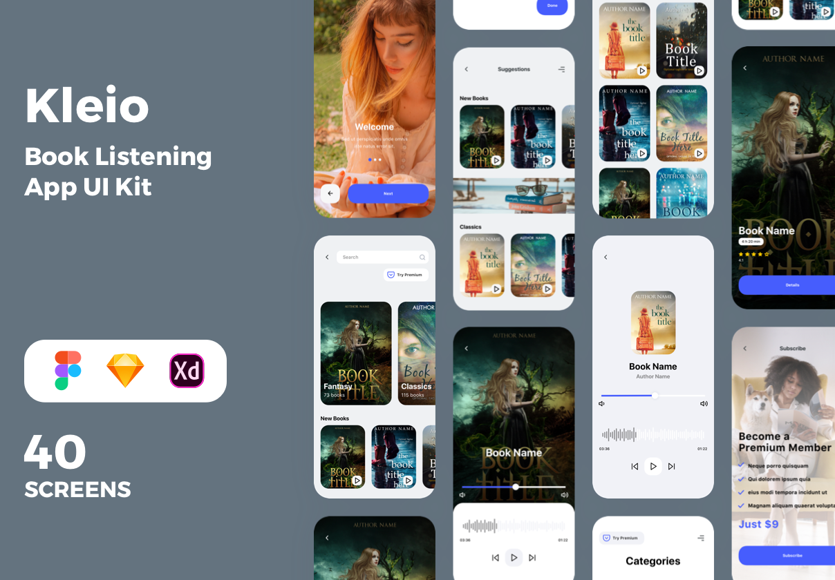 Kleio Book Listening App UI Kit