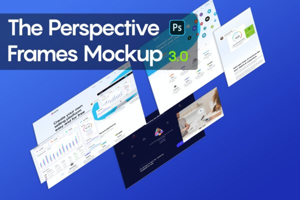 等轴测透视图网站框架设计展示样机模板v3 Perspective Frames Mockup 3.0