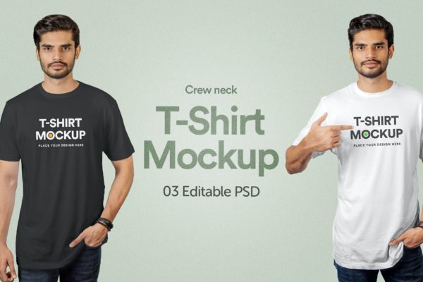男士T恤图案设计展示样机模板v1 T-Shirt Mockup – Vol 01