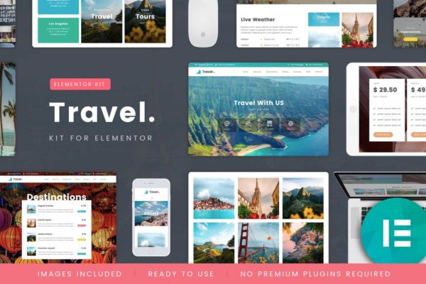 淳朴大自然绿植山川旅行旅游预订WordPress模板套件 TravelTour – Travel & Booking Template Kit