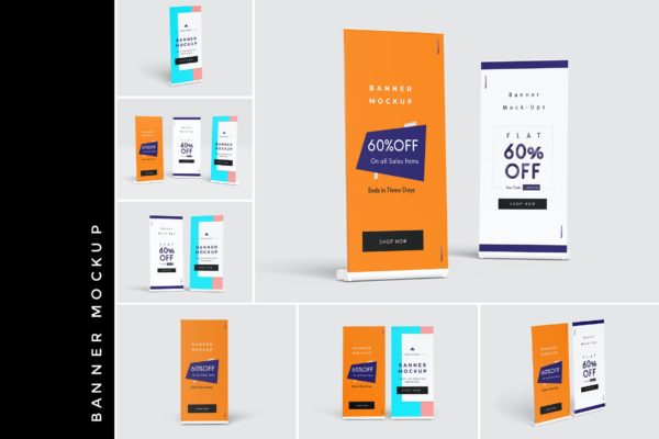 易拉宝展架广告设计样机 Roll Up Banner – Mock-Up
