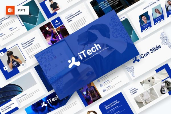 多功能信息技术推广Powerpoint模板 iTech – IT Solutions Services Powerpoint Template