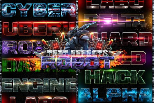 机器人风格字体特效PS图层样式 Robot Photoshop Text Effects