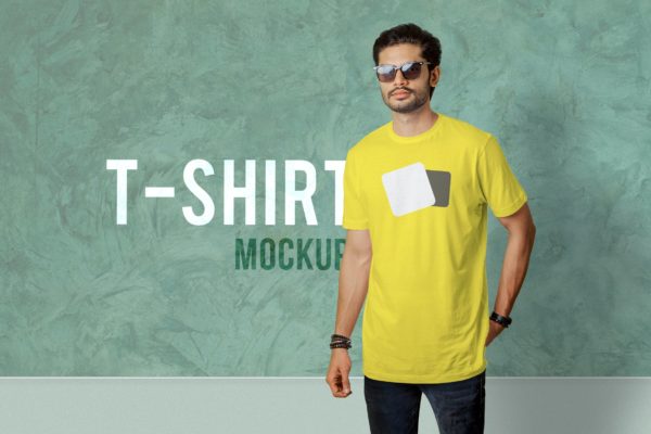 真人模特男士印花T恤展示样机模板v3 T-Shirt Mockup 03