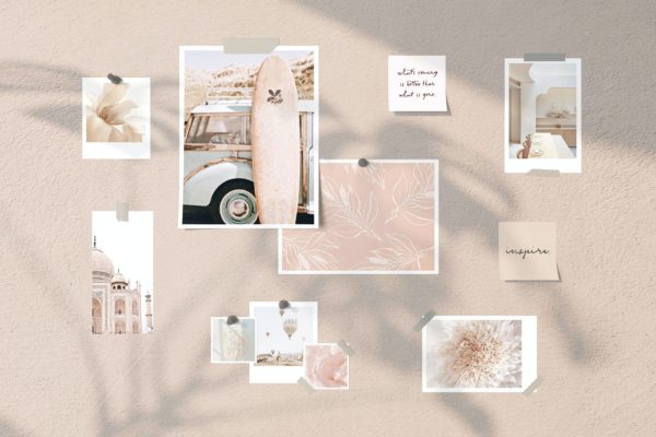 多尺寸照片展示情绪板样机模板v2 Mood board vol.02 – Mockups VR