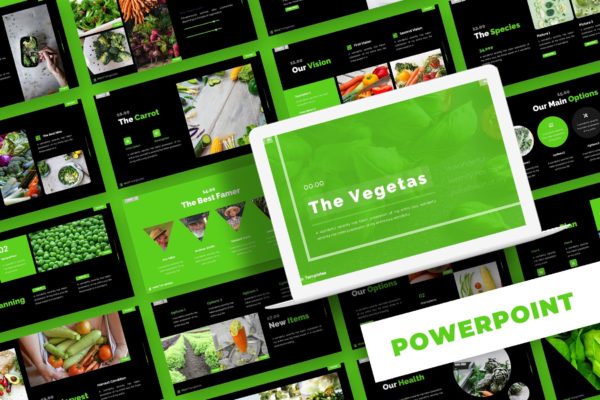 健康蔬菜PPT幻灯片模板 The Vegetas – Powerpoint Template