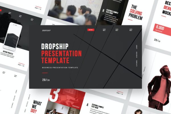 服装设计师作品展示PowerPoint演示模板 Dropship – Powerpoint Template