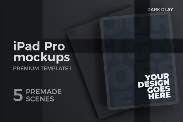 深色粘土风格iPad屏幕展示样机高级模板 iPad Mockup Premium Template I – Dark Clay