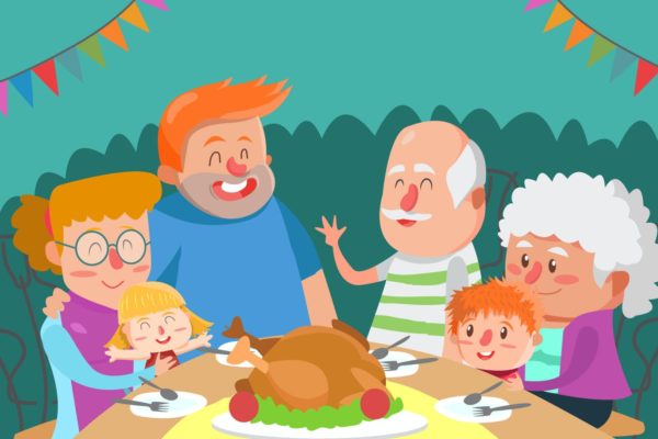 大家庭卡通手绘插画设计素材v2 Big Family – Vector illustration