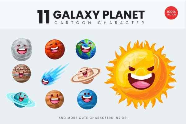 11 Cute Space Planet Vector Illustration 1