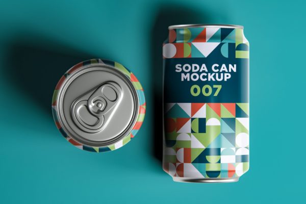 苏打水包装设计易拉罐样机模板v7 Soda Can Mockup 007