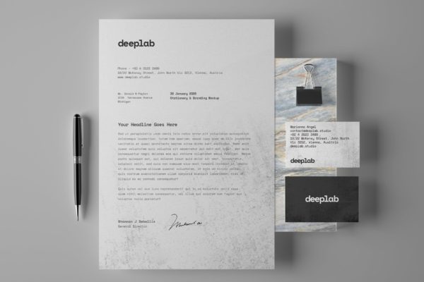 悬浮效果企业办公文具品牌VI设计样机模板 Stationery Branding Mockup