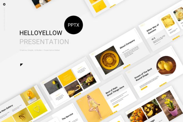 趣味活泼柠檬暖黄色系背景PPT模板 Hello Yellow Presentation
