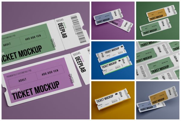 活动门票入场券设计样机集 Event Ticket Mockup Set