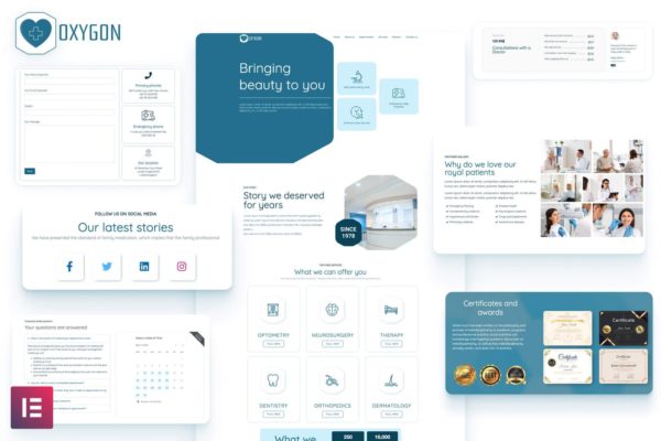 高端专业性能医疗保健诊所WordPress模板套件 Oxygon – Healthcare Medical Clinic Template Kit
