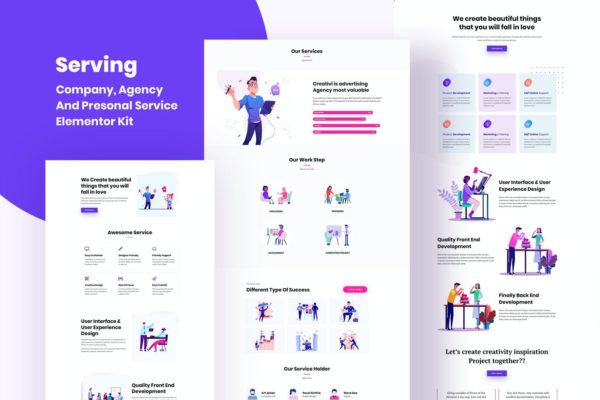 时尚美观干净简约服务向业务创意趣味WordPress模板套件 Serving – Service & Business Template Kit