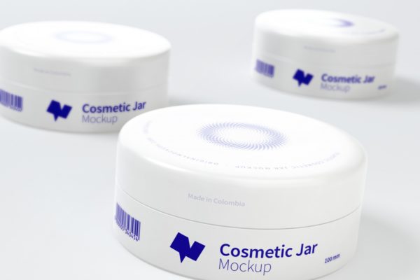 100mm塑料化妆品面霜包装设计样机 100mm Plastic Cosmetic Jars Mockup