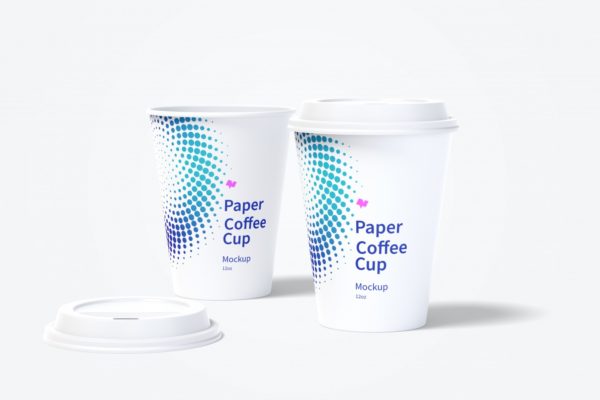 12oz纸咖啡杯包装设计样机v3 12oz Paper Coffee Cups Mockup 03