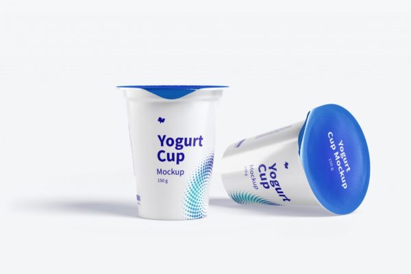 150克酸奶包装设计样机 150 g Yogurt Cups Mockup