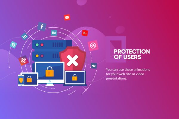 保护用户主题插画网站Banner&着陆页设计模板 Protection of Users Banner & Landing Page