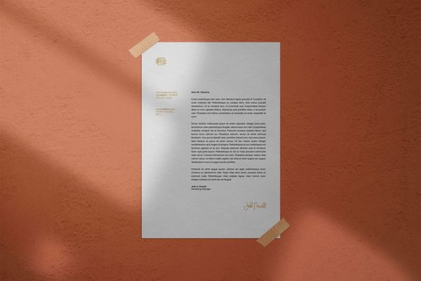 橙色混凝土墙背景宣传单展示样机 Flyer Mockup
