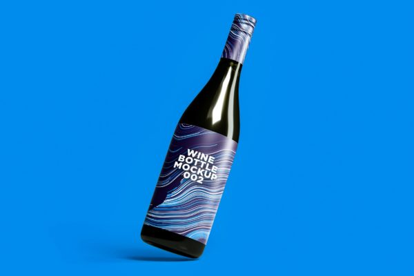 葡萄酒瓶包装/标签设计样机模板v2 Wine Bottle Mockup 002