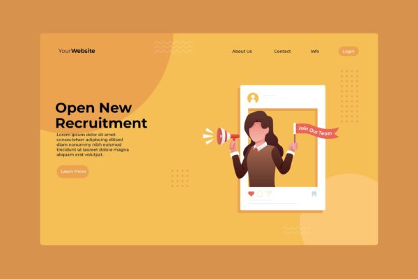 HR招聘主题网站着陆页插画设计 Open New Recruitment