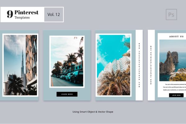 现代时尚Pinterest图片社交分享模板Vol.12 Pinterest Templates Vol. 12