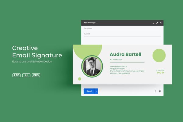 适用于艺术插画家的电子邮件签名模板v3.18 VDN Email Signature v3.18